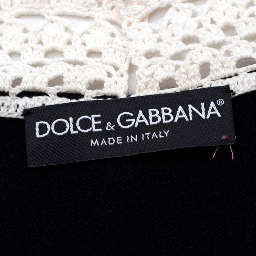 Dolce & Gabbana Crochet-Trimmed Cashmere Cardigan US 4 In Excellent Condition In London, GB