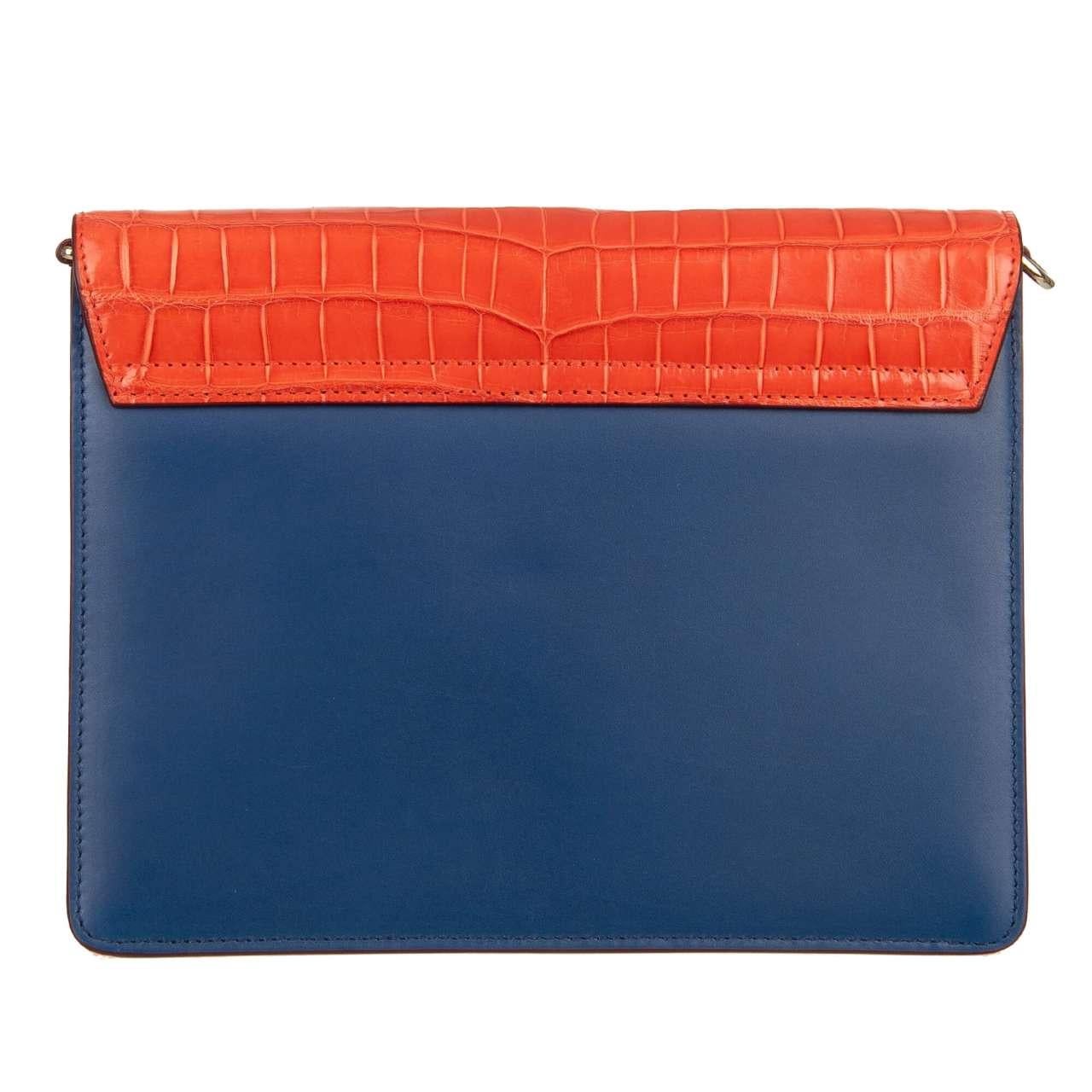 Dolce and Gabbana Croco Snake Leather Shoulder Bag LUCIA with Strap Red Pink Blue For Sale at 1stDibs