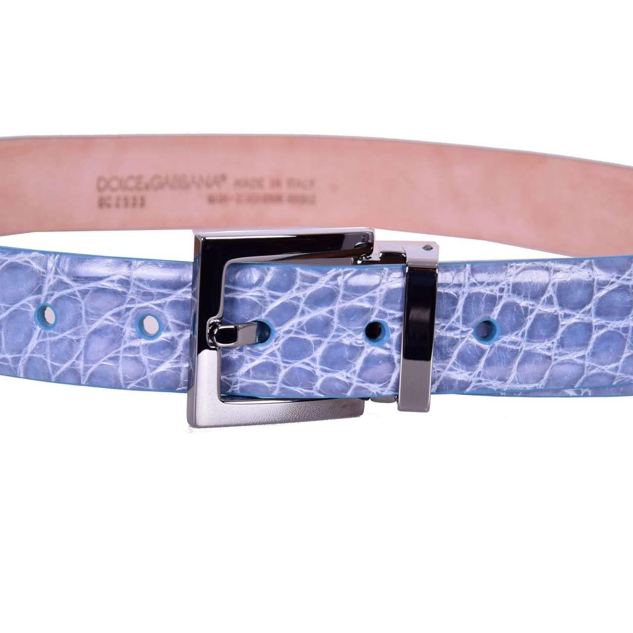 Dolce & Gabbana - Crocodile Leather Belt Light Blue 80 In Excellent Condition For Sale In Erkrath, DE