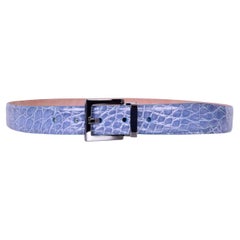 Dolce & Gabbana - Crocodile Leather Belt Light Blue 80