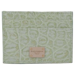 Dolce & Gabbana - Crocodile Leather Card Etui Wallet with Logo Plate Light Green