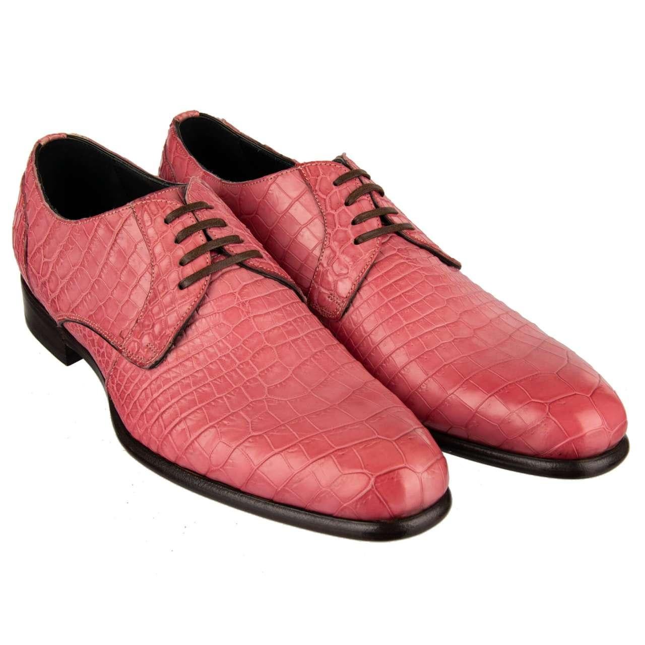 Dolce & Gabbana Crocodile Leather Derby Shoes SIENA Pink EUR 39 For Sale 2
