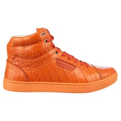 Dolce & Gabbana Crocodile Leather High-Top Sneaker LONDON Orange EUR 39