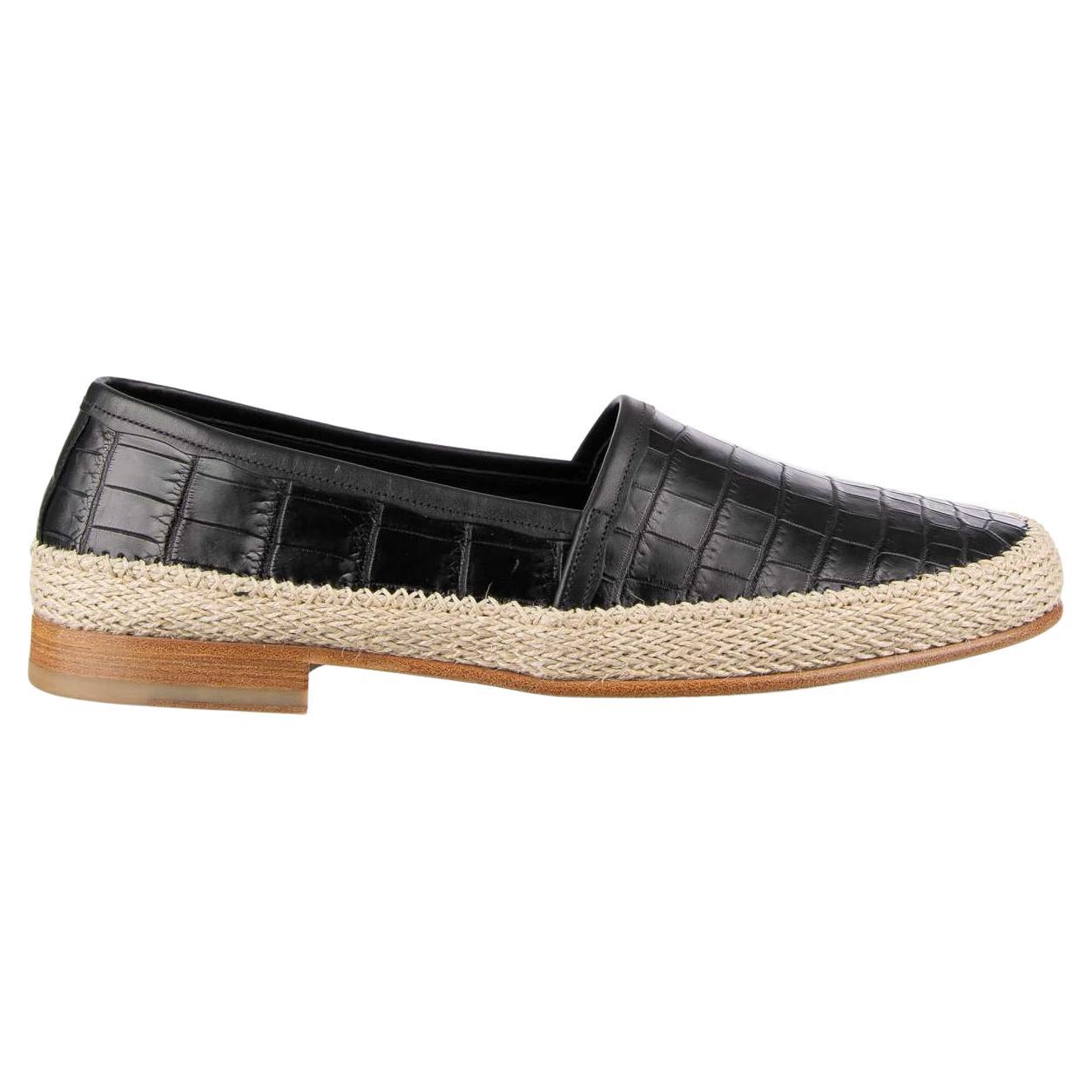 Dolce & Gabbana - Crocodile Leather Loafer PIANOSA Black Beige EUR 40 For Sale