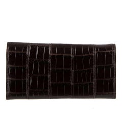 Dolce & Gabbana - Crocodile Leather Long Wallet with Logo Brown