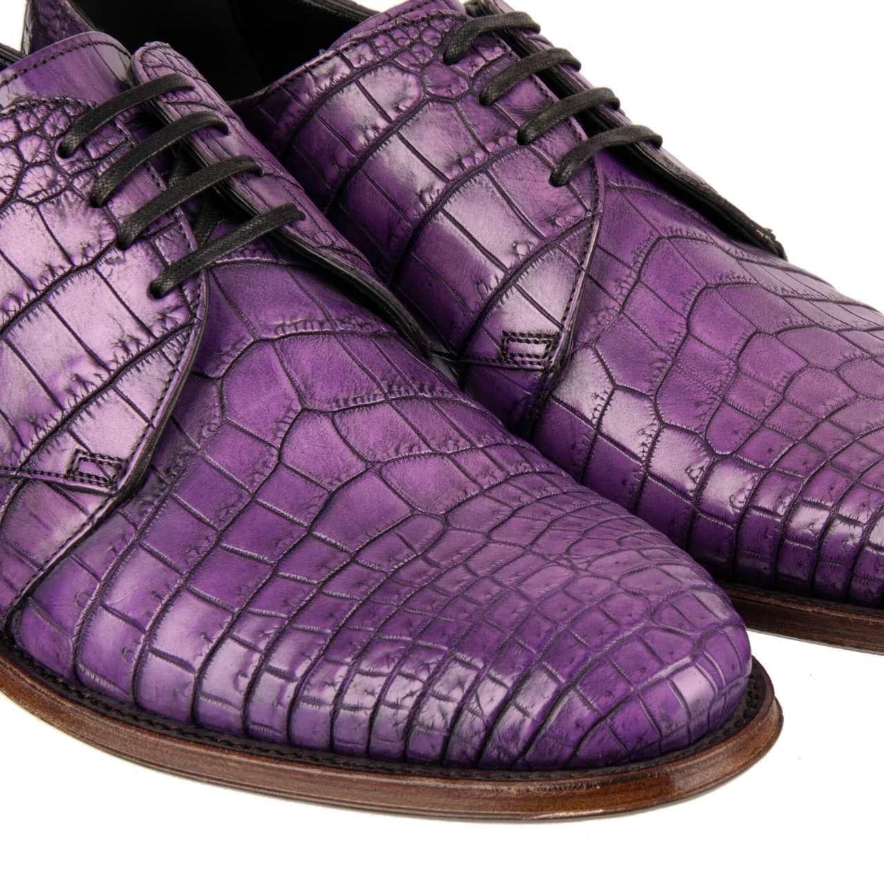 Dolce & Gabbana Crocodile Leather Shoes NAPOLI Purple EUR 39 In Excellent Condition For Sale In Erkrath, DE