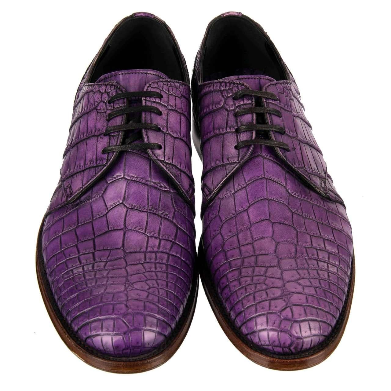 Men's Dolce & Gabbana Crocodile Leather Shoes NAPOLI Purple EUR 39 For Sale
