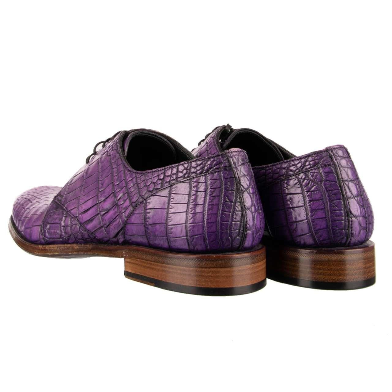 Dolce & Gabbana Crocodile Leather Shoes NAPOLI Purple EUR 39 For Sale 1
