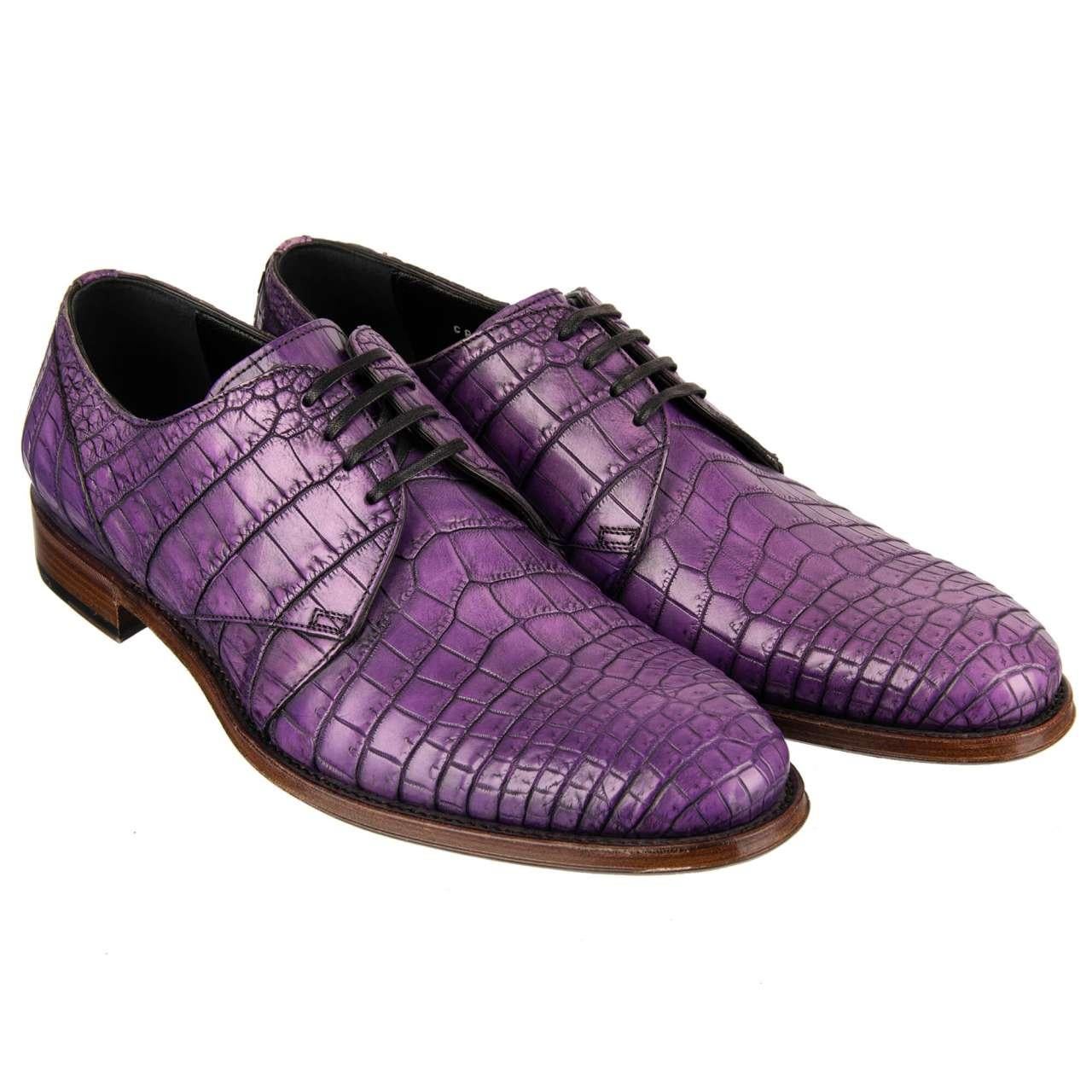 Dolce & Gabbana Crocodile Leather Shoes NAPOLI Purple EUR 39 For Sale 2