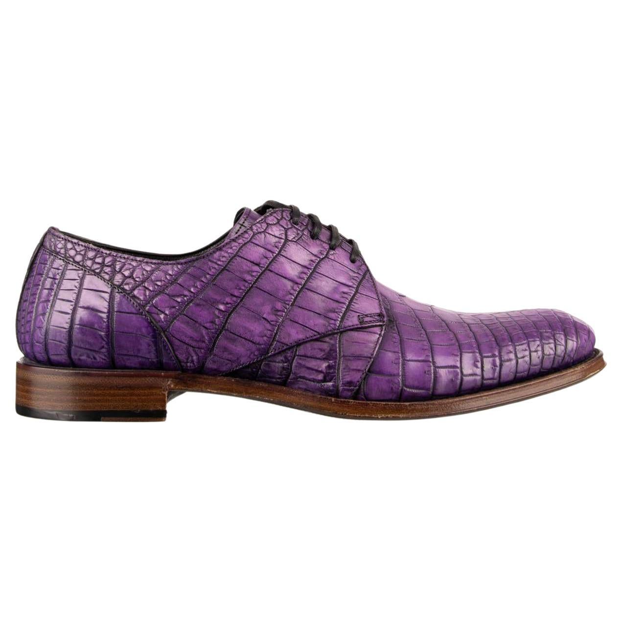 Dolce & Gabbana Crocodile Leather Shoes NAPOLI Purple EUR 39 For Sale