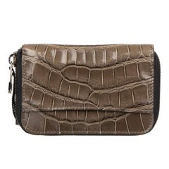Dolce & Gabbana - Crocodile Leather Zip-Around Wallet with Logo Khaki