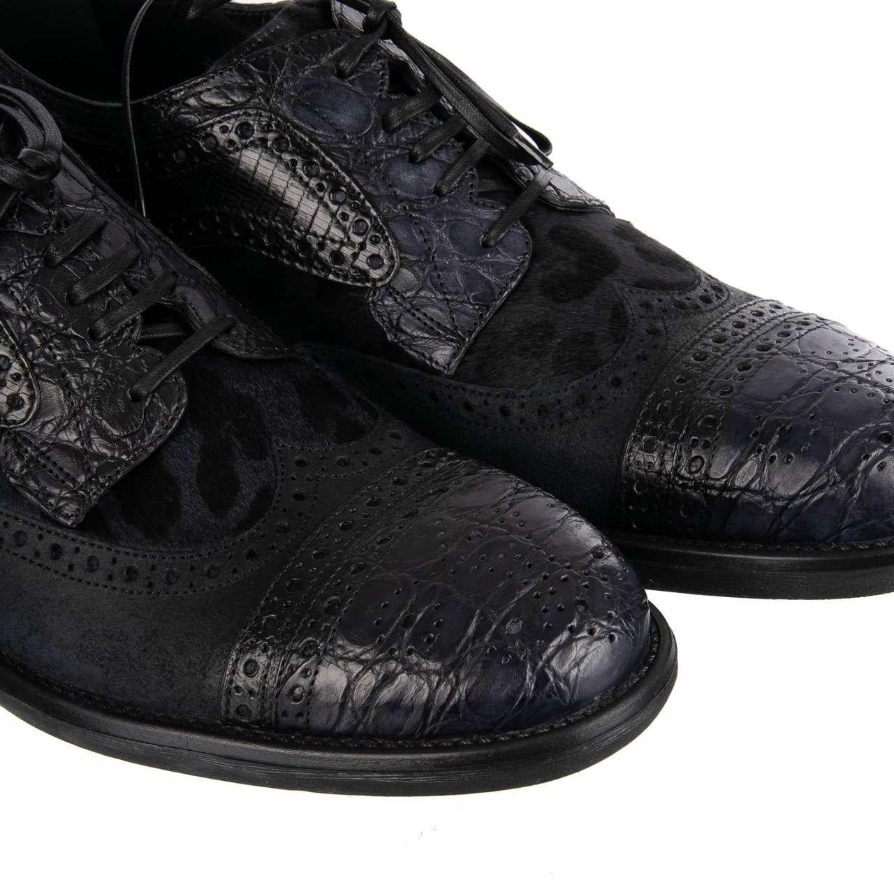 Men's Dolce & Gabbana - Crocodile Lizard Brogues MILANO Black EUR 43 For Sale