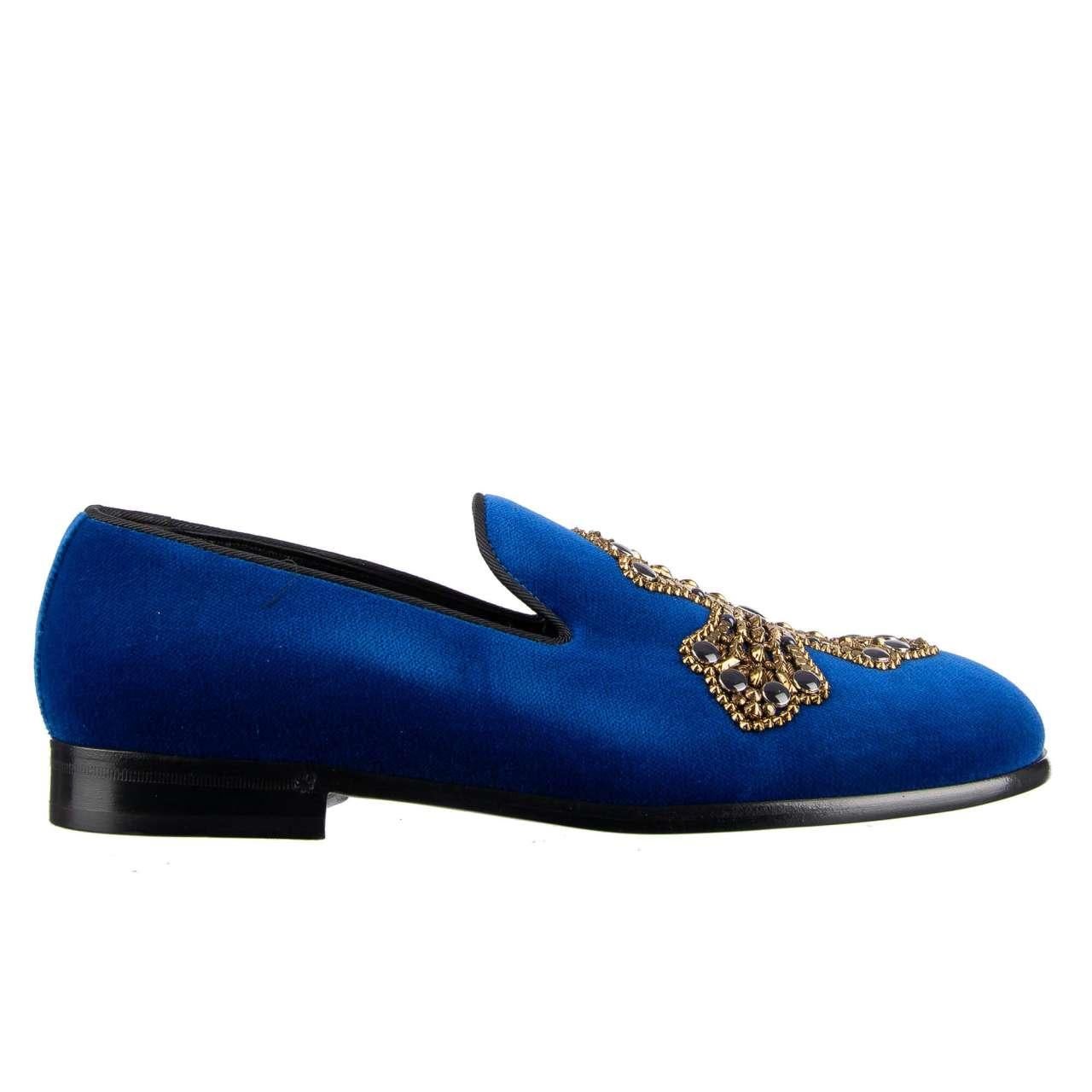 Dolce & Gabbana - Cross Embroidered Loafer MILANO Blue EUR 44 For Sale 1