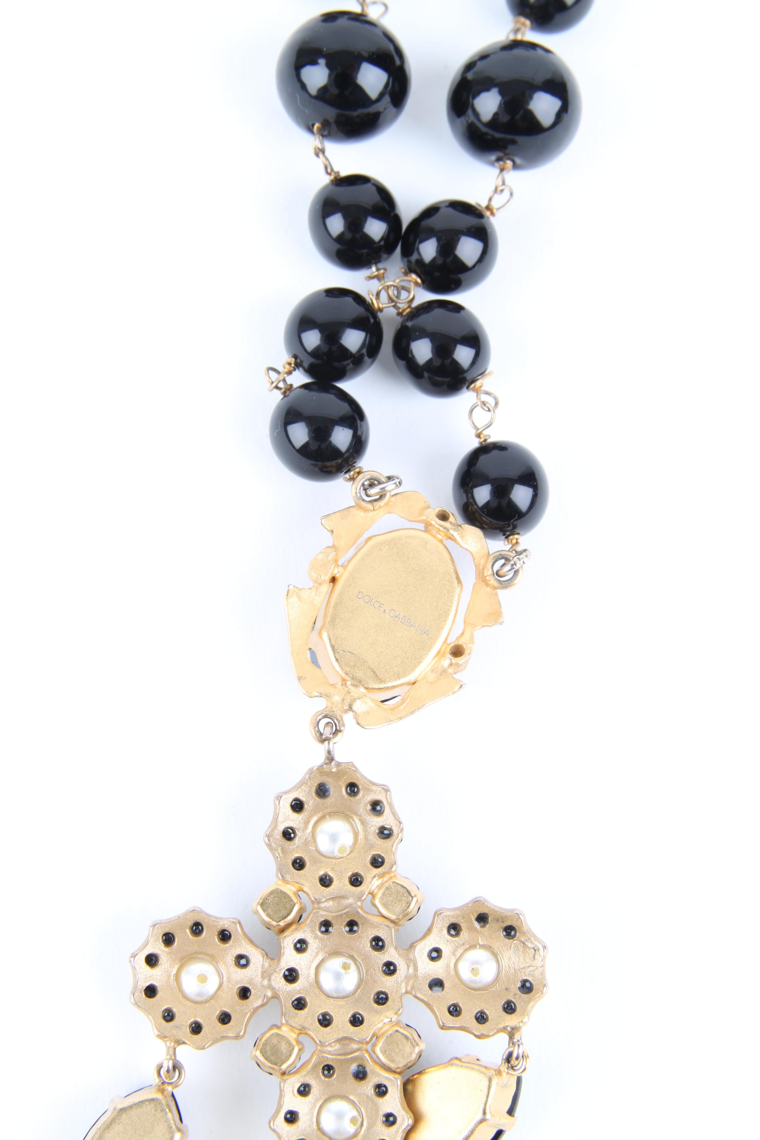 Women's Dolce & Gabbana Cross Necklace - black/gold For Sale