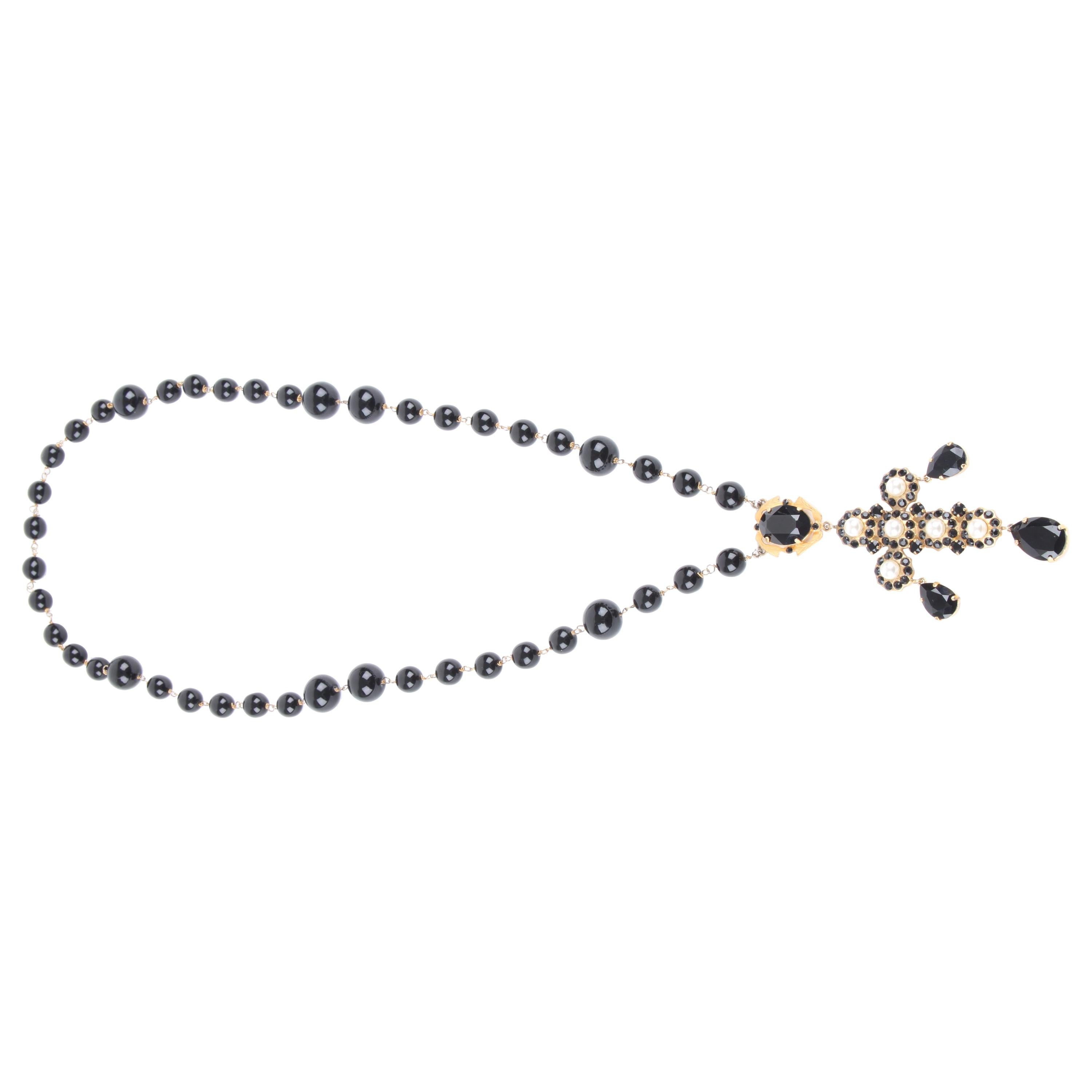 Dolce & Gabbana Cross Necklace - black/gold For Sale