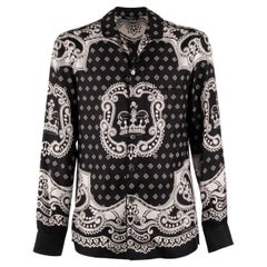 Dolce & Gabbana - Crown Geometric Pattern Silk Shirt Black White 38/15