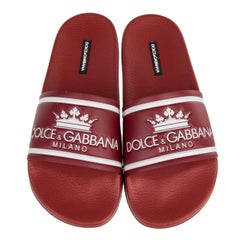 Dolce & Gabbana - Crown Logo Slides Sandals CIABATTA Red 41 UK 7 US 8
