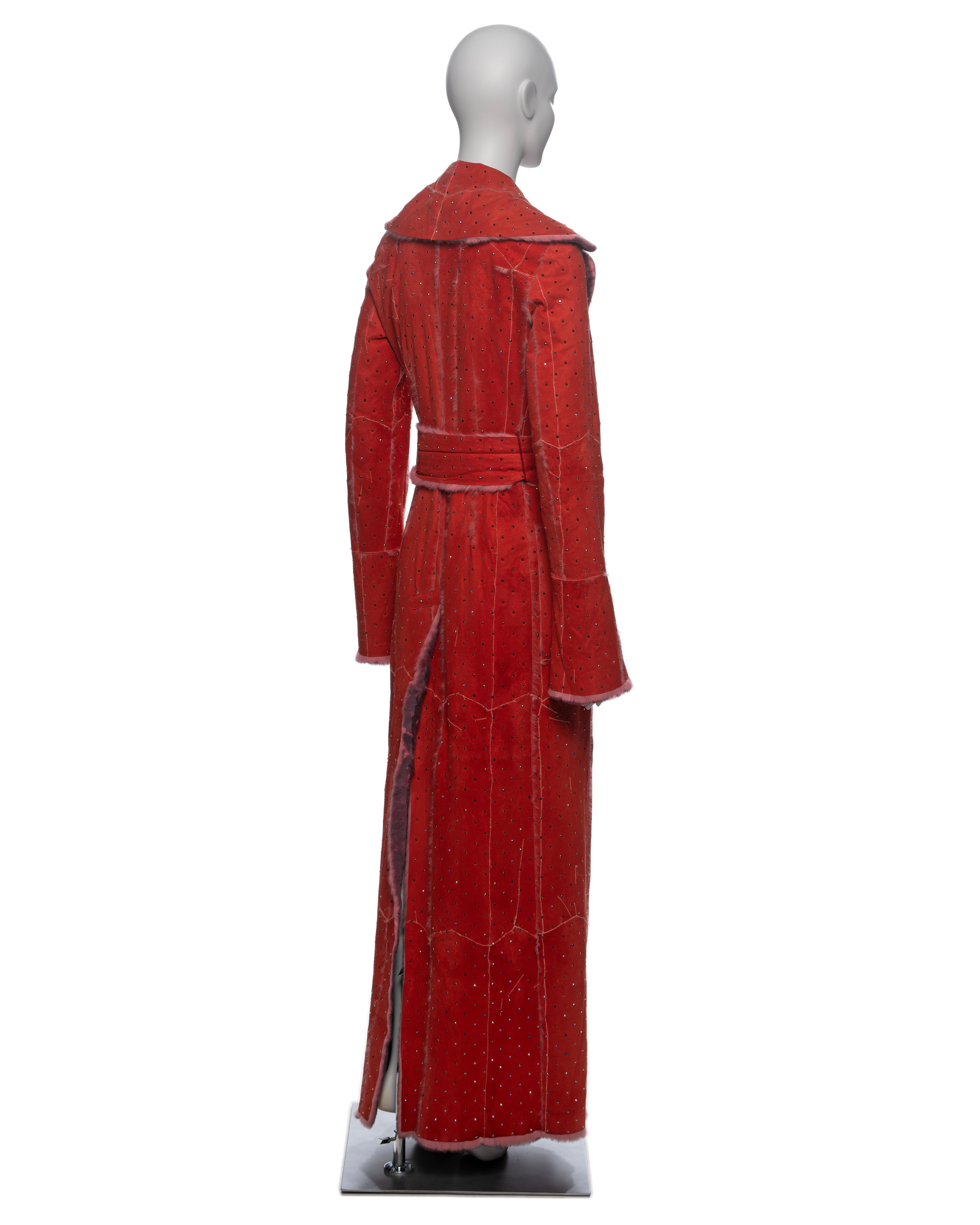 Dolce & Gabbana Crystal Adorned Red Mink Floor-Length Coat, FW 2000 For Sale 6