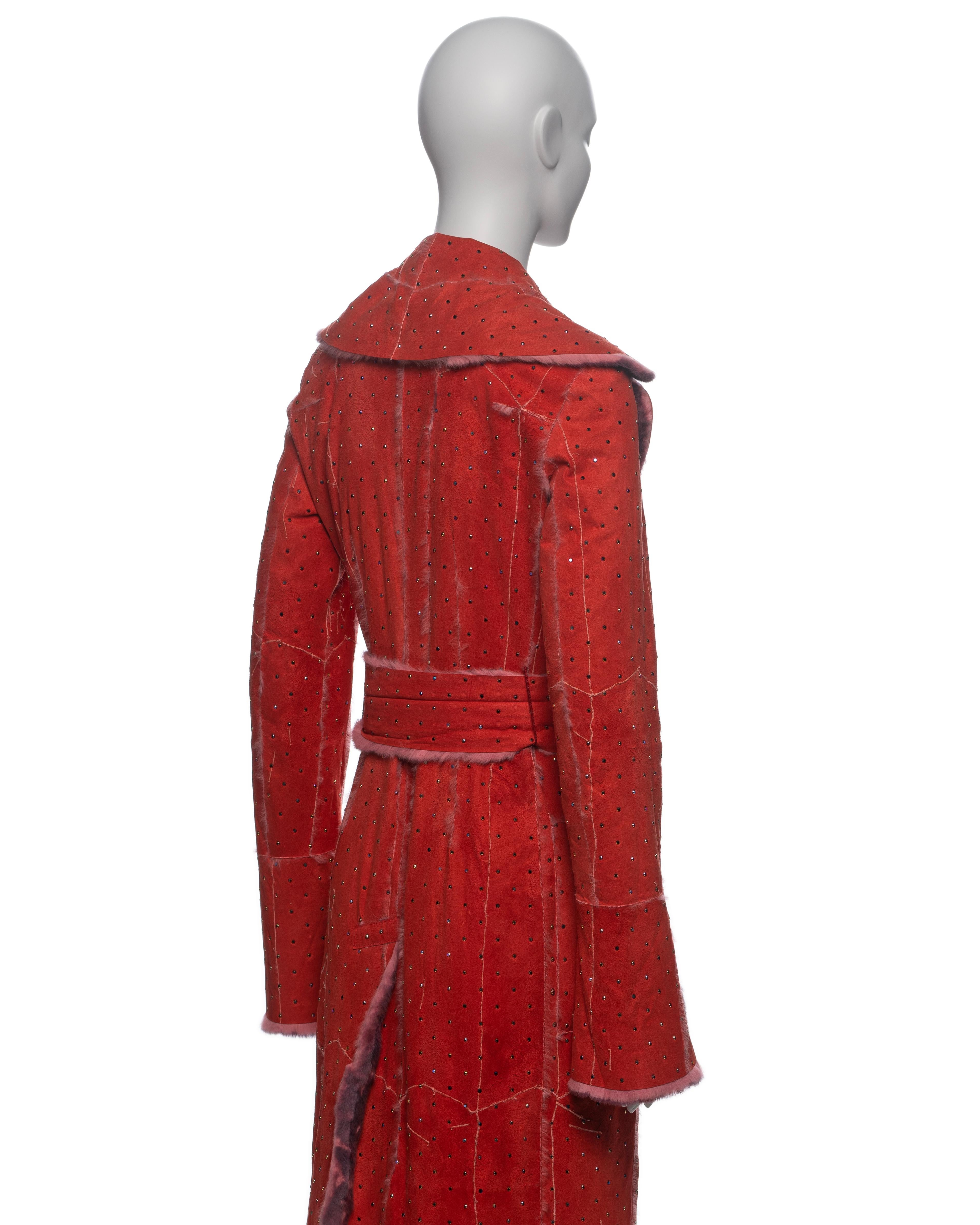 Dolce & Gabbana Crystal Adorned Red Mink Floor-Length Coat, FW 2000 For Sale 7