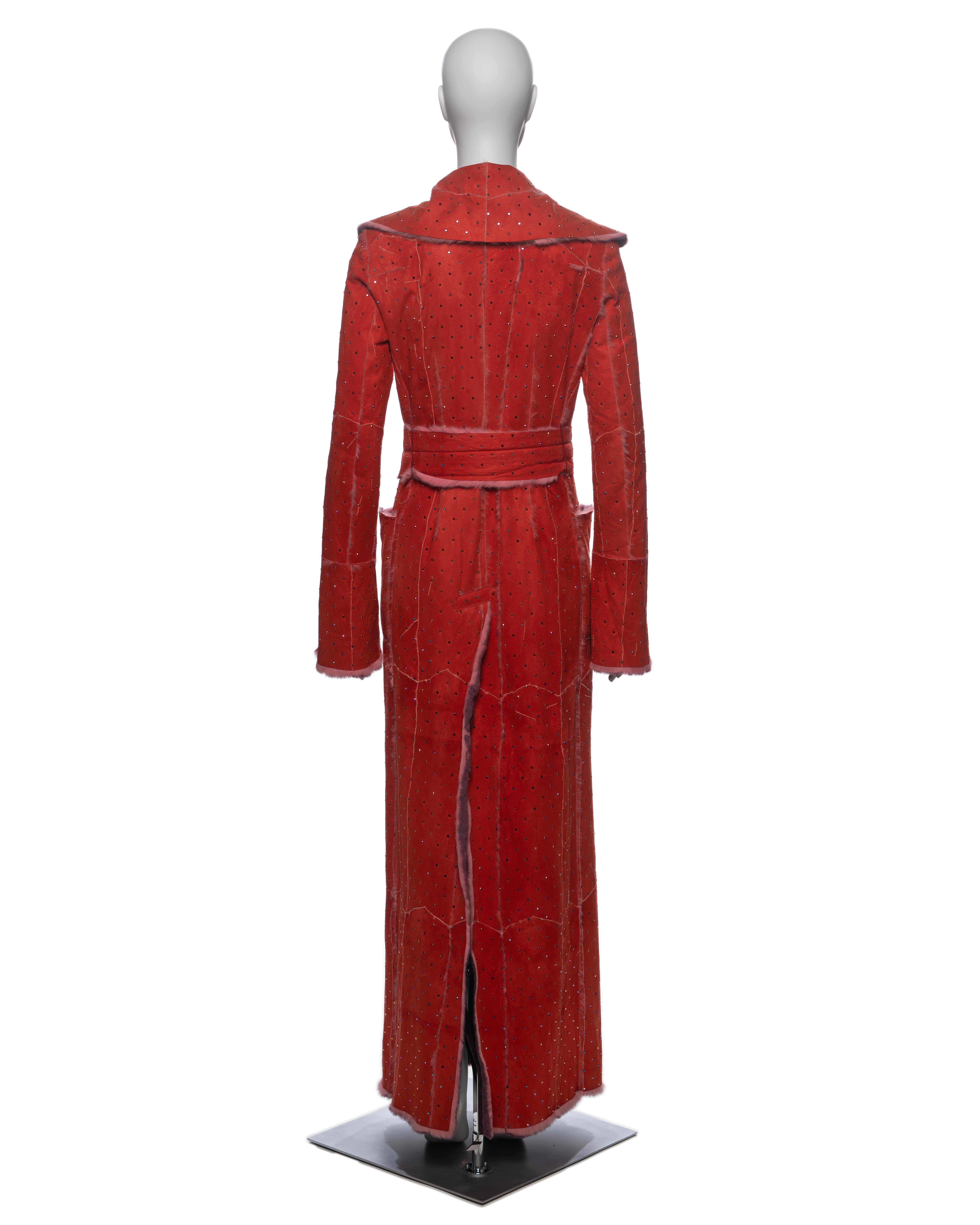 Dolce & Gabbana Crystal Adorned Red Mink Floor-Length Coat, FW 2000 For Sale 8
