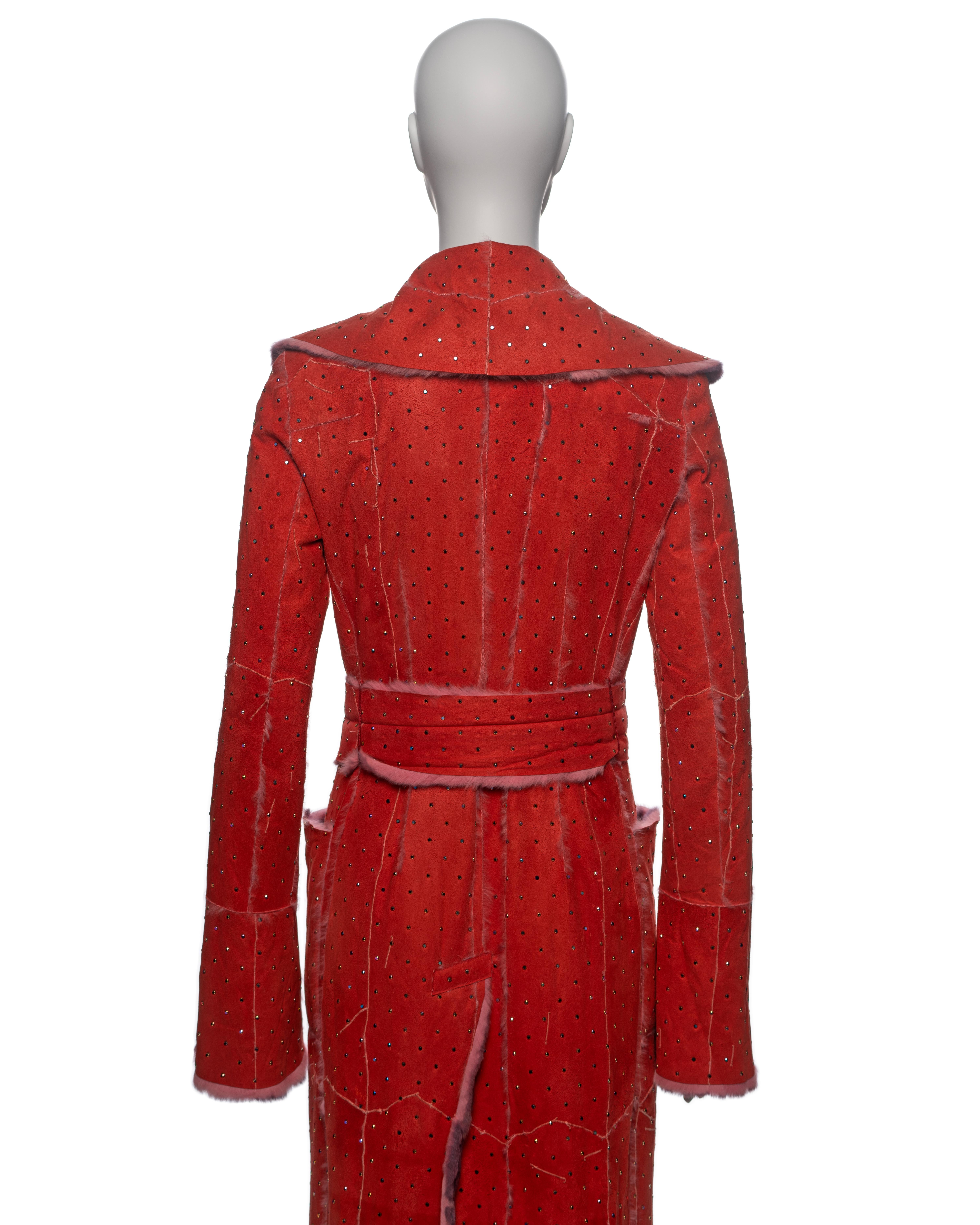 Dolce & Gabbana Crystal Adorned Red Mink Floor-Length Coat, FW 2000 For Sale 9