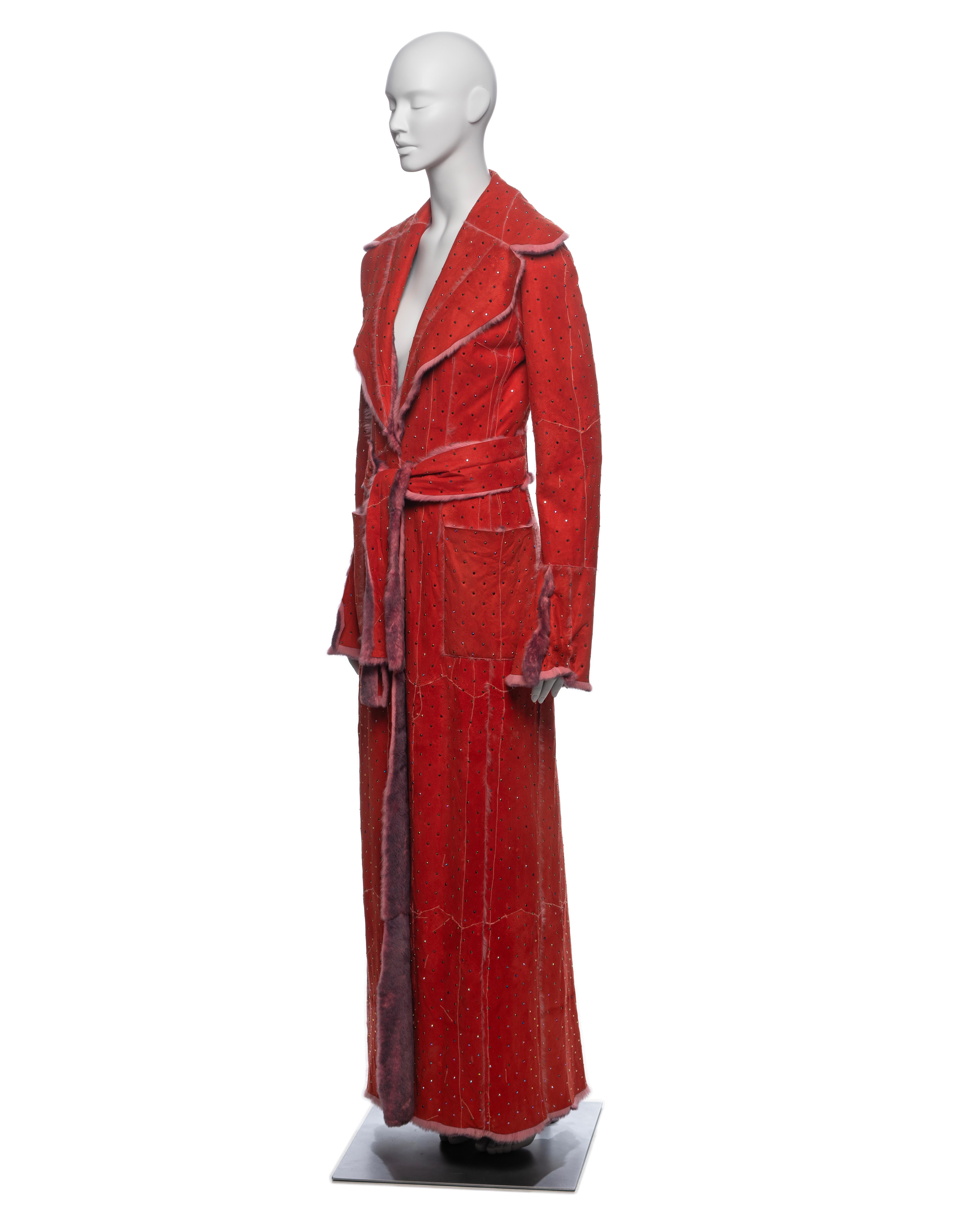 Dolce & Gabbana Crystal Adorned Red Mink Floor-Length Coat, FW 2000 For Sale 10