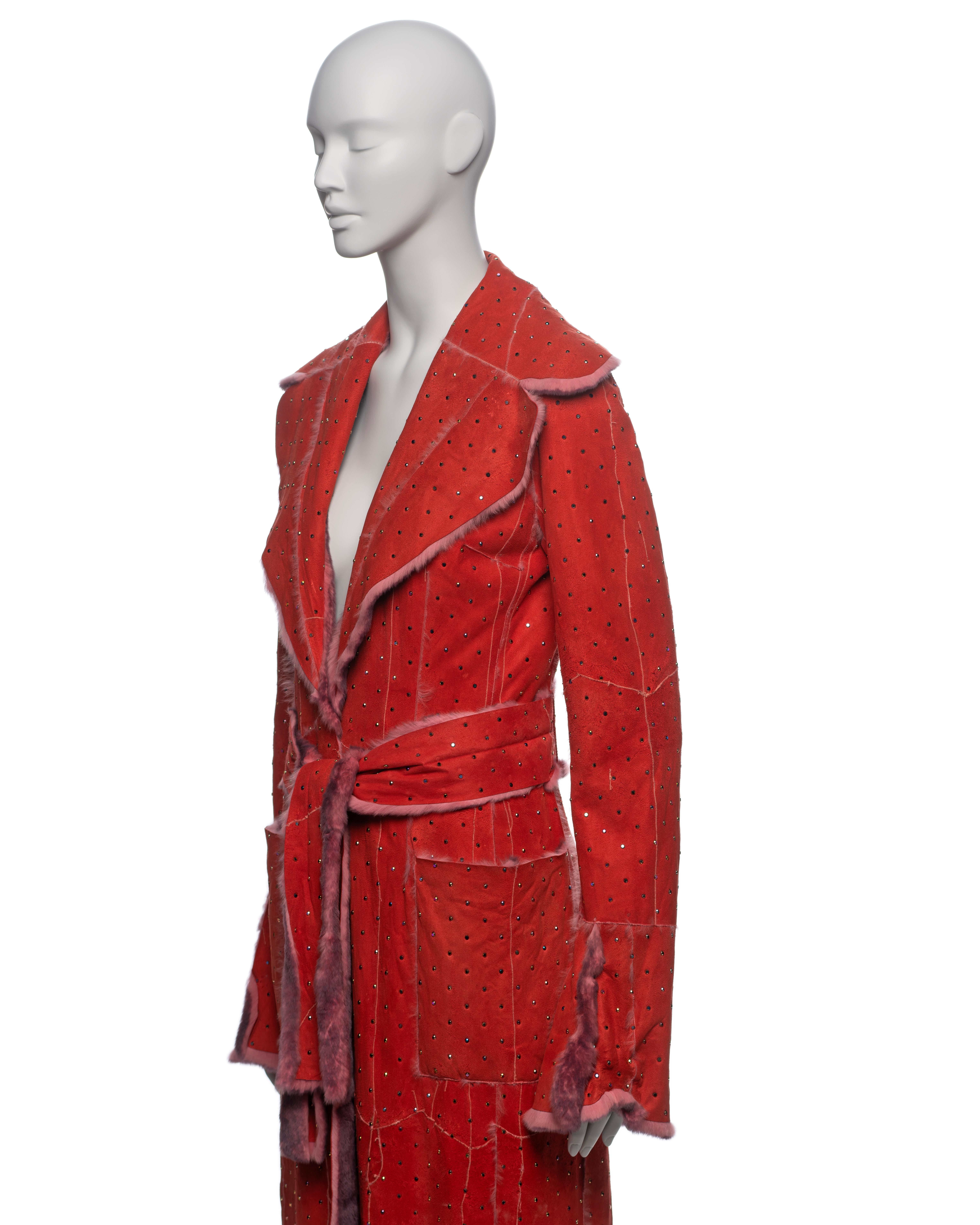 Dolce & Gabbana Crystal Adorned Red Mink Floor-Length Coat, FW 2000 For Sale 11