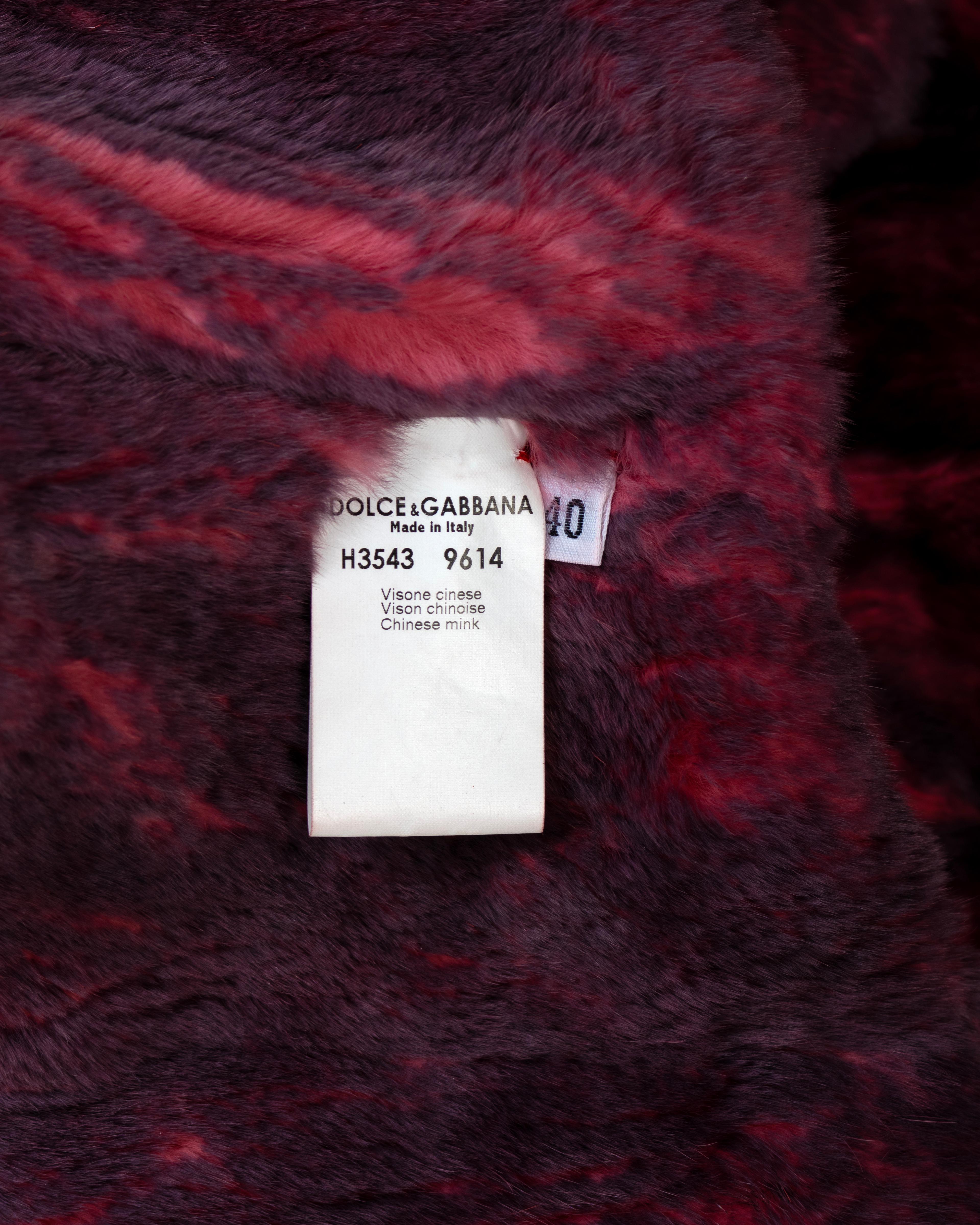 Dolce & Gabbana Crystal Adorned Red Mink Floor-Length Coat, FW 2000 For Sale 15