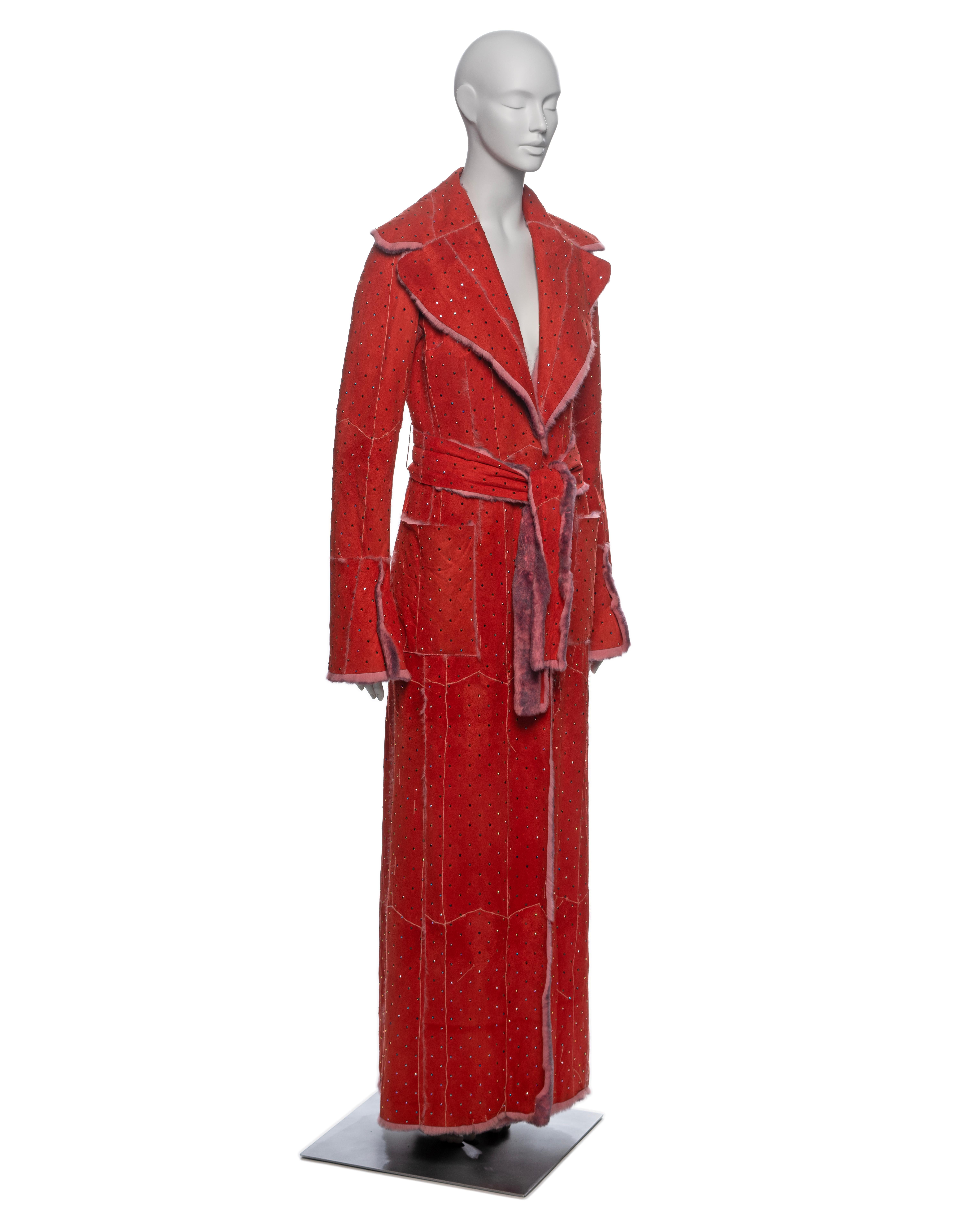 Dolce & Gabbana Crystal Adorned Red Mink Floor-Length Coat, FW 2000 For Sale 2