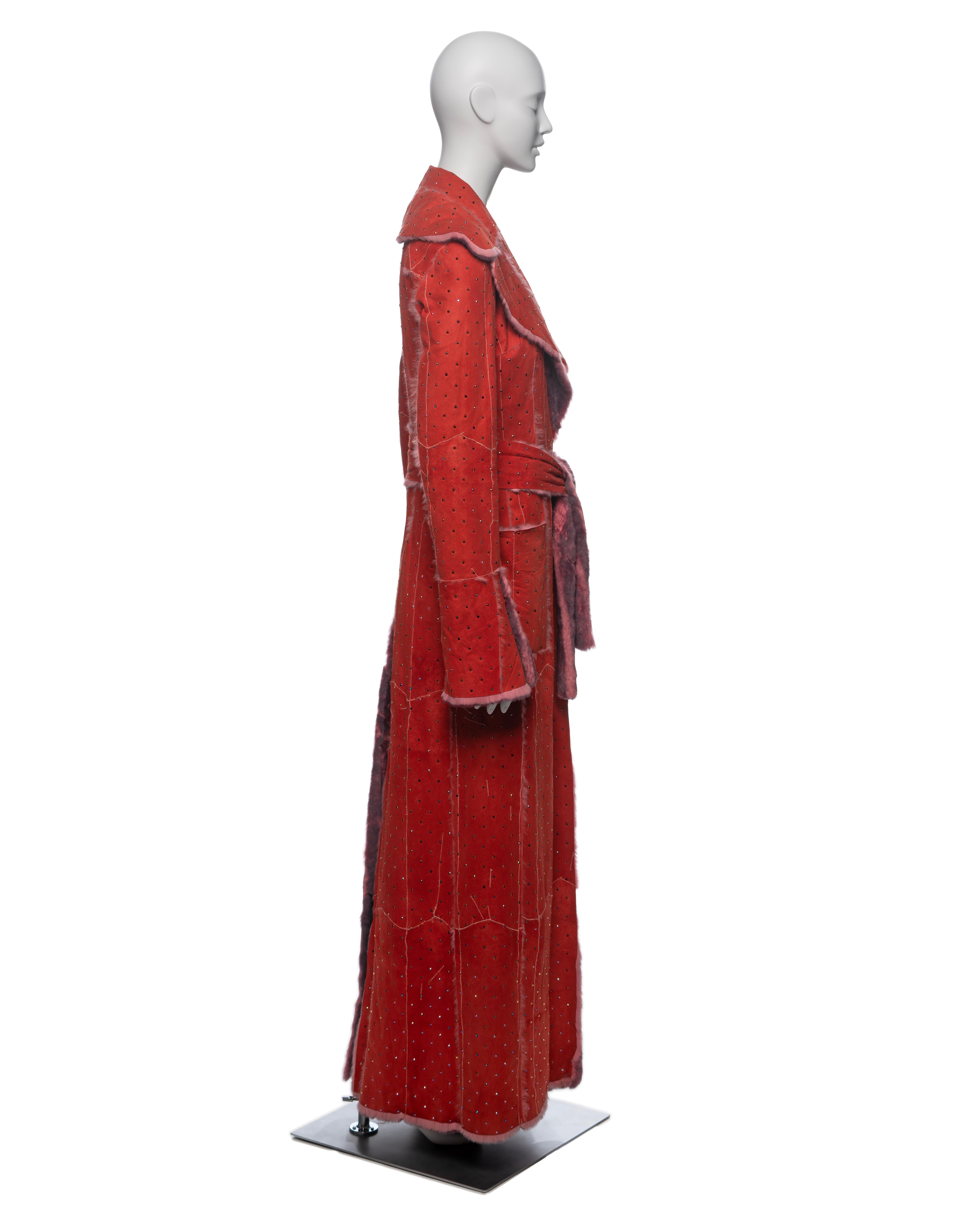 Dolce & Gabbana Crystal Adorned Red Mink Floor-Length Coat, FW 2000 For Sale 4