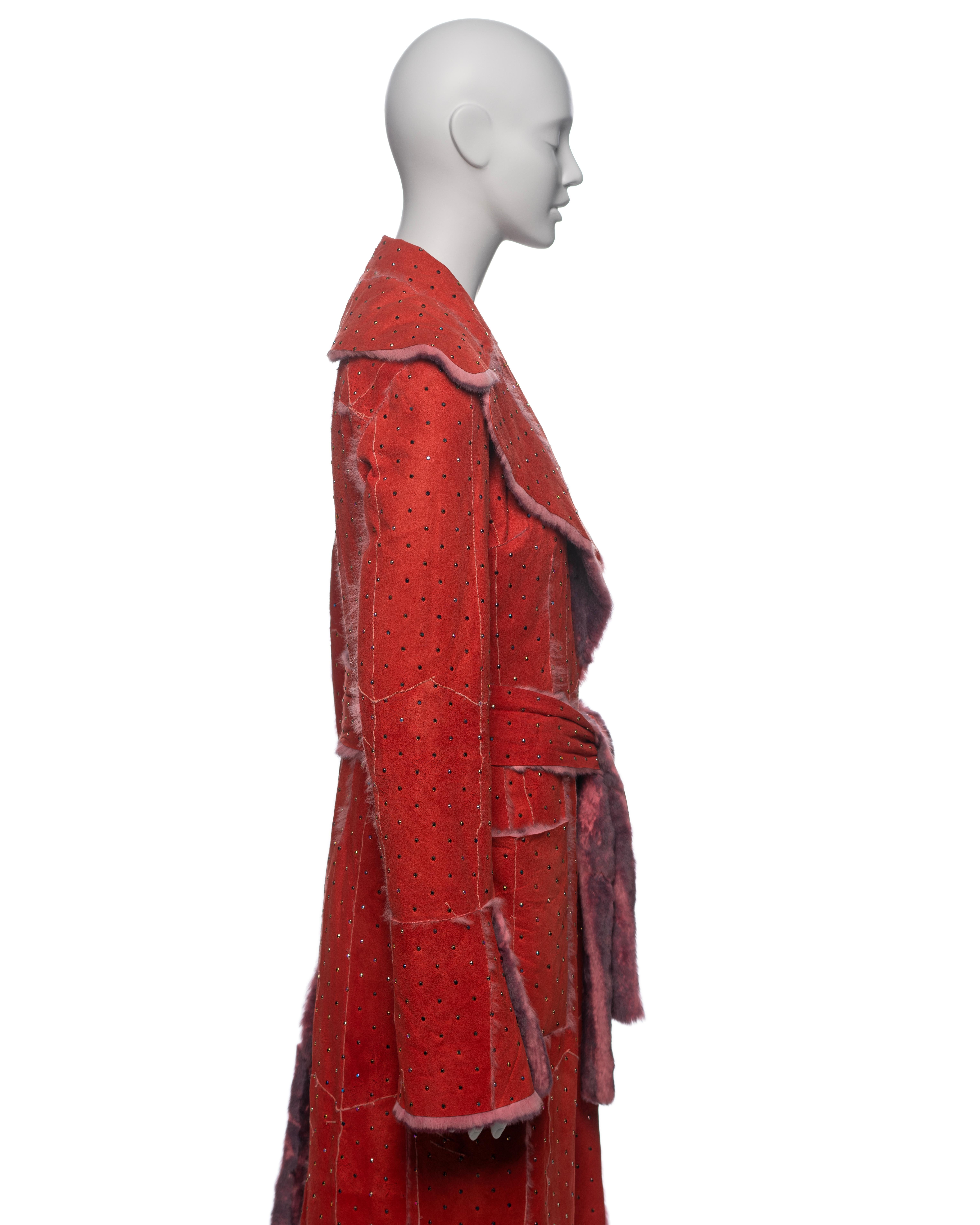 Dolce & Gabbana Crystal Adorned Red Mink Floor-Length Coat, FW 2000 For Sale 5