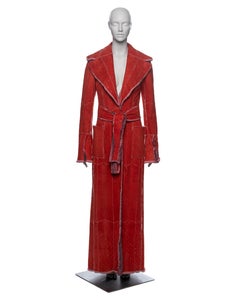 Dolce & Gabbana Crystal Adorned Red Mink Floor-Length Coat, FW 2000