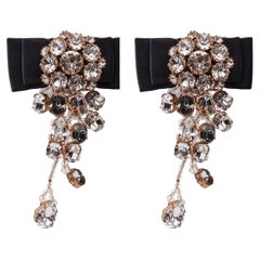 Dolce & Gabbana - Crystal Chandelier Bow Clip Earrings Gold Black