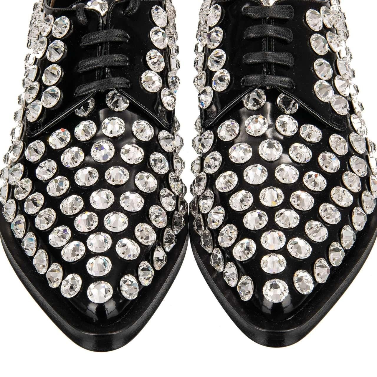 Women's Dolce & Gabbana - Crystal Classic Leather Shoes MILLENIALS Black 39 US 9 For Sale