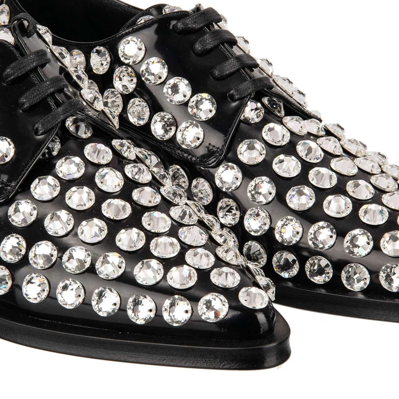 Dolce & Gabbana - Crystal Classic Leather Shoes MILLENIALS Black 39 US 9 For Sale 1
