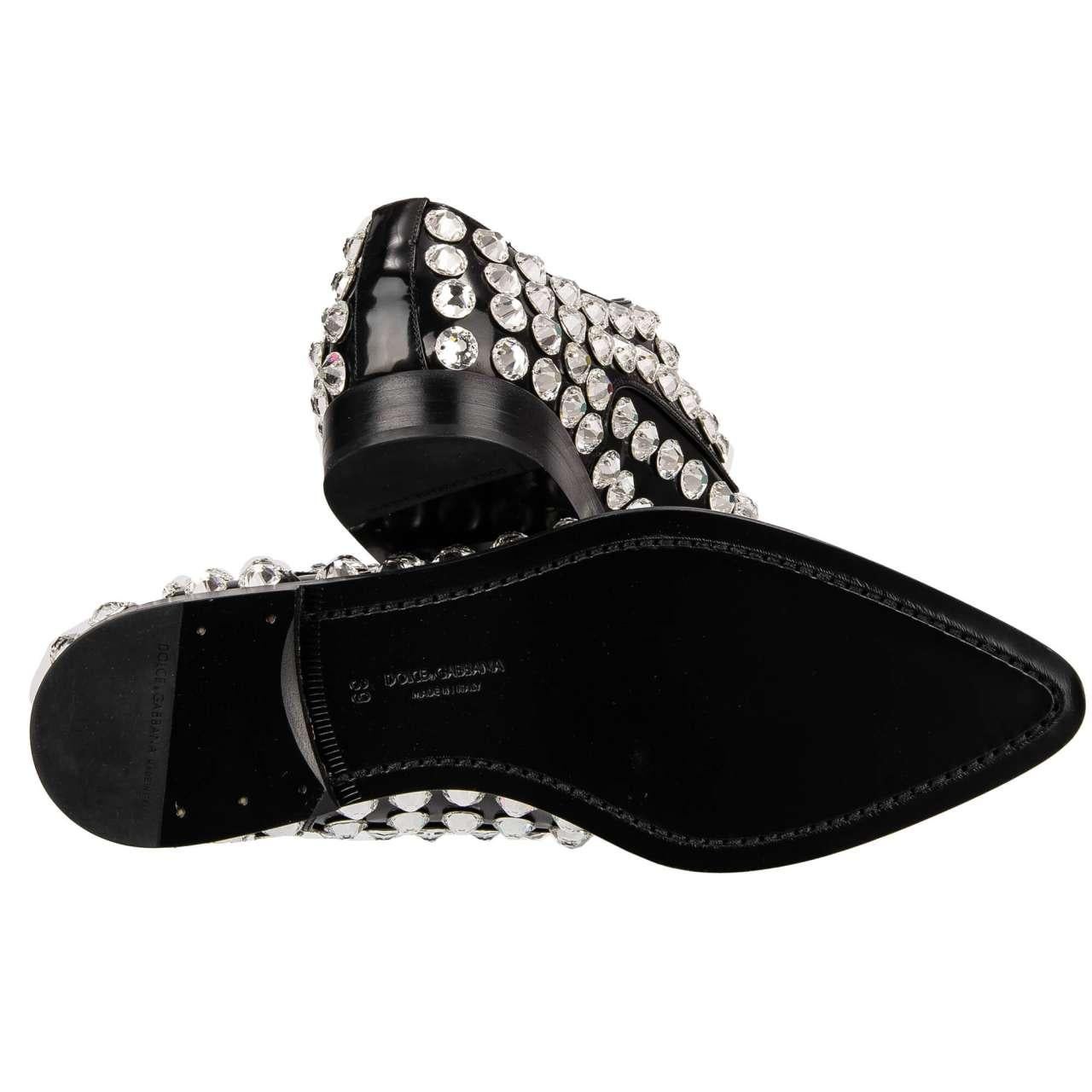 Dolce & Gabbana - Crystal Classic Leather Shoes MILLENIALS Black 39 US 9 For Sale 4