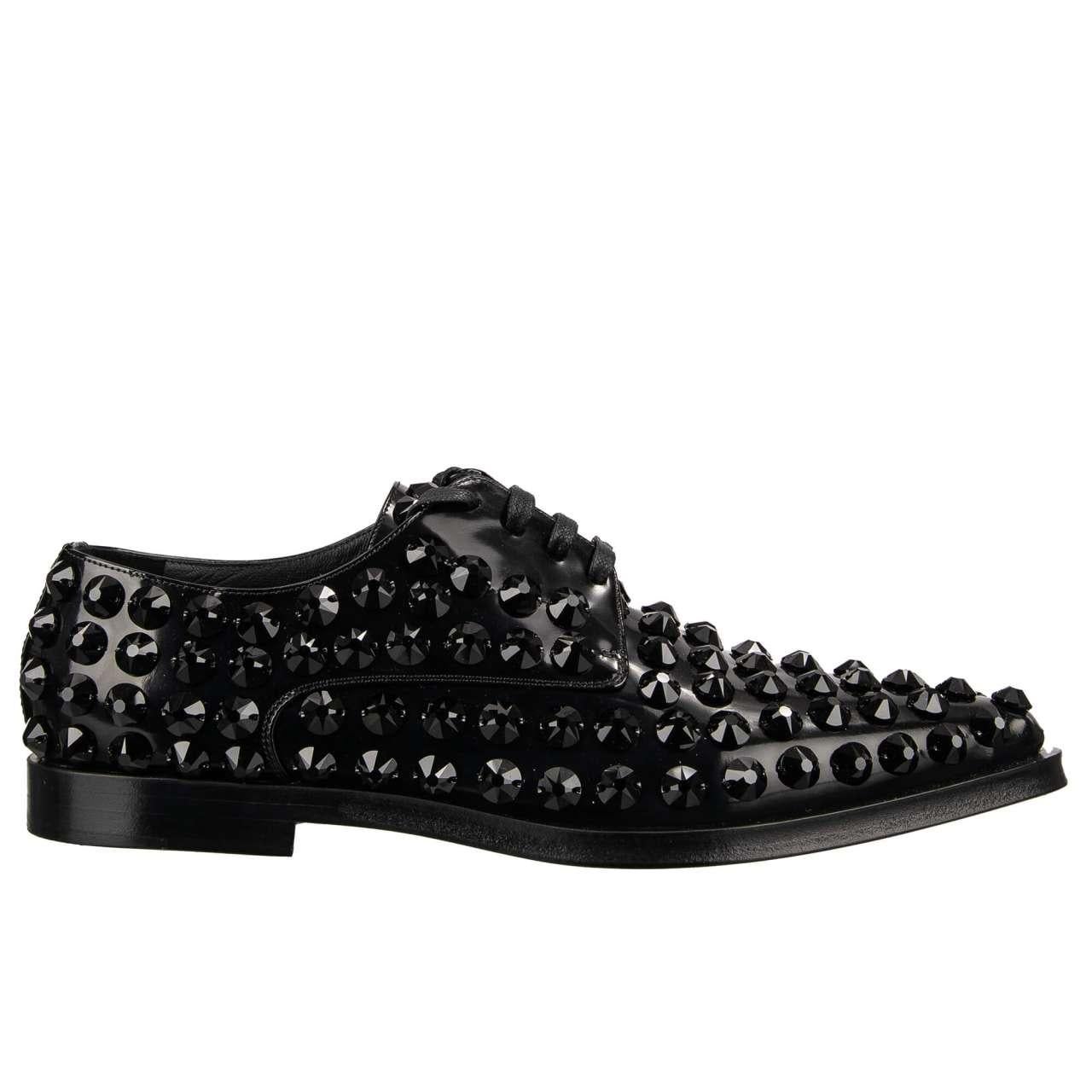 Dolce & Gabbana - Crystal Classic Leather Shoes MILLENIALS Black 40 US 10 In Excellent Condition For Sale In Erkrath, DE