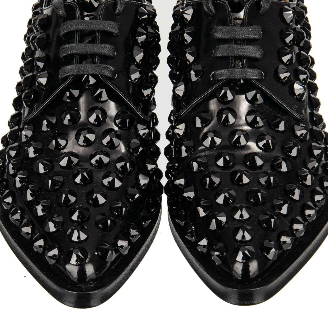 Women's Dolce & Gabbana - Crystal Classic Leather Shoes MILLENIALS Black 40 US 10 For Sale