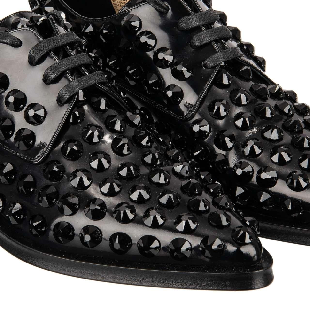 Dolce & Gabbana - Crystal Classic Leather Shoes MILLENIALS Black 40 US 10 For Sale 1