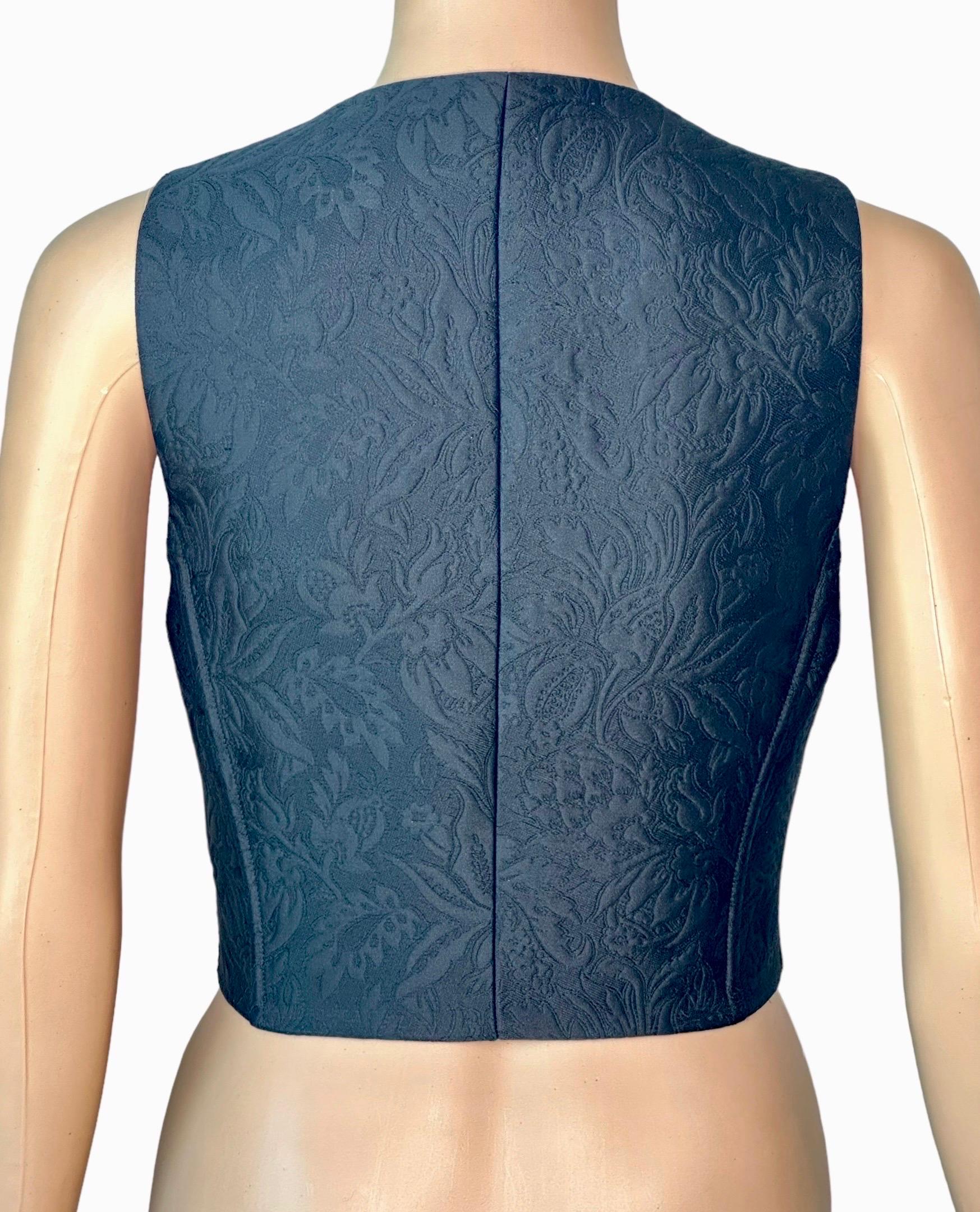 Dolce & Gabbana Crystal Embellished Button-Up Black Vest Crop Top  For Sale 1