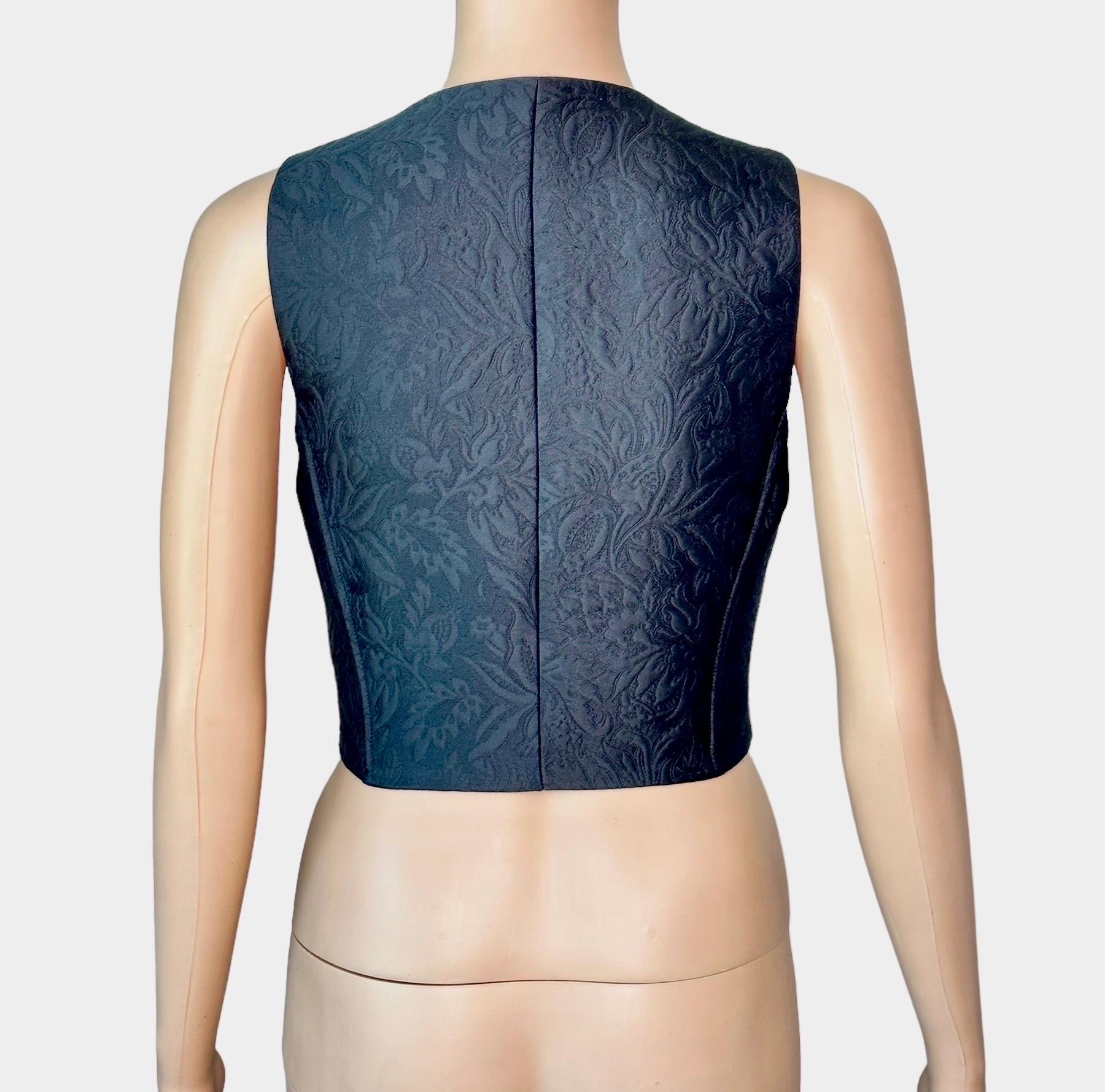 Dolce & Gabbana Crystal Embellished Button-Up Black Vest Crop Top  For Sale 3