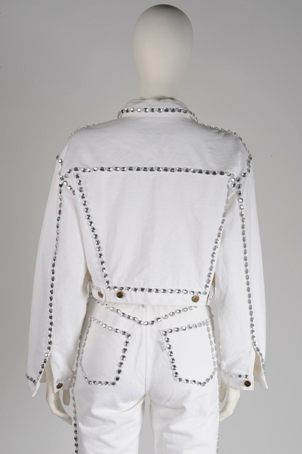 Conjunto vaquero adornado con cristales Dolce & Gabbana, Primavera-Verano 1992 en venta 5
