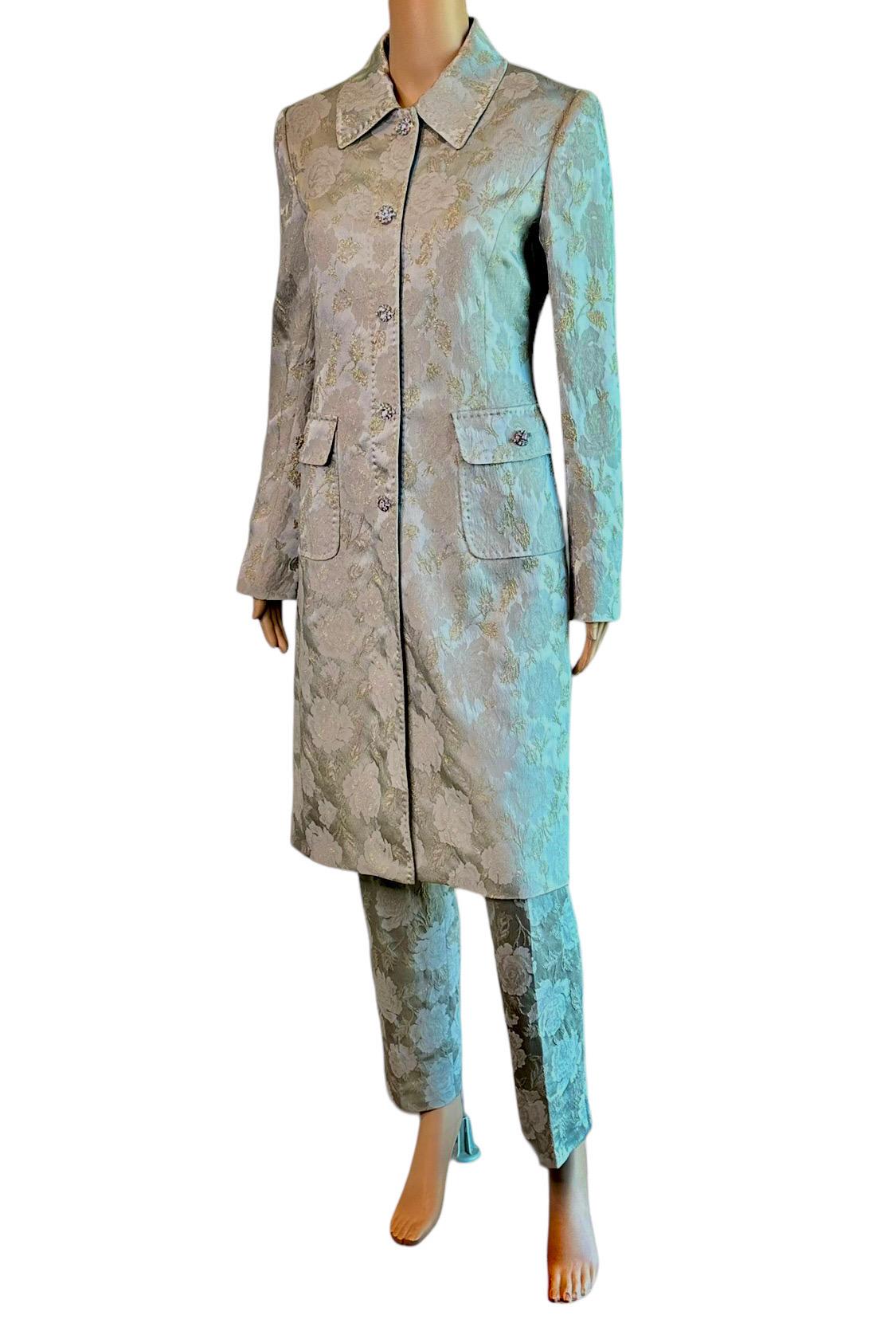 Dolce & Gabbana Crystal Embellished Jacket & Pants 2 Piece Set Pant Suit For Sale 6
