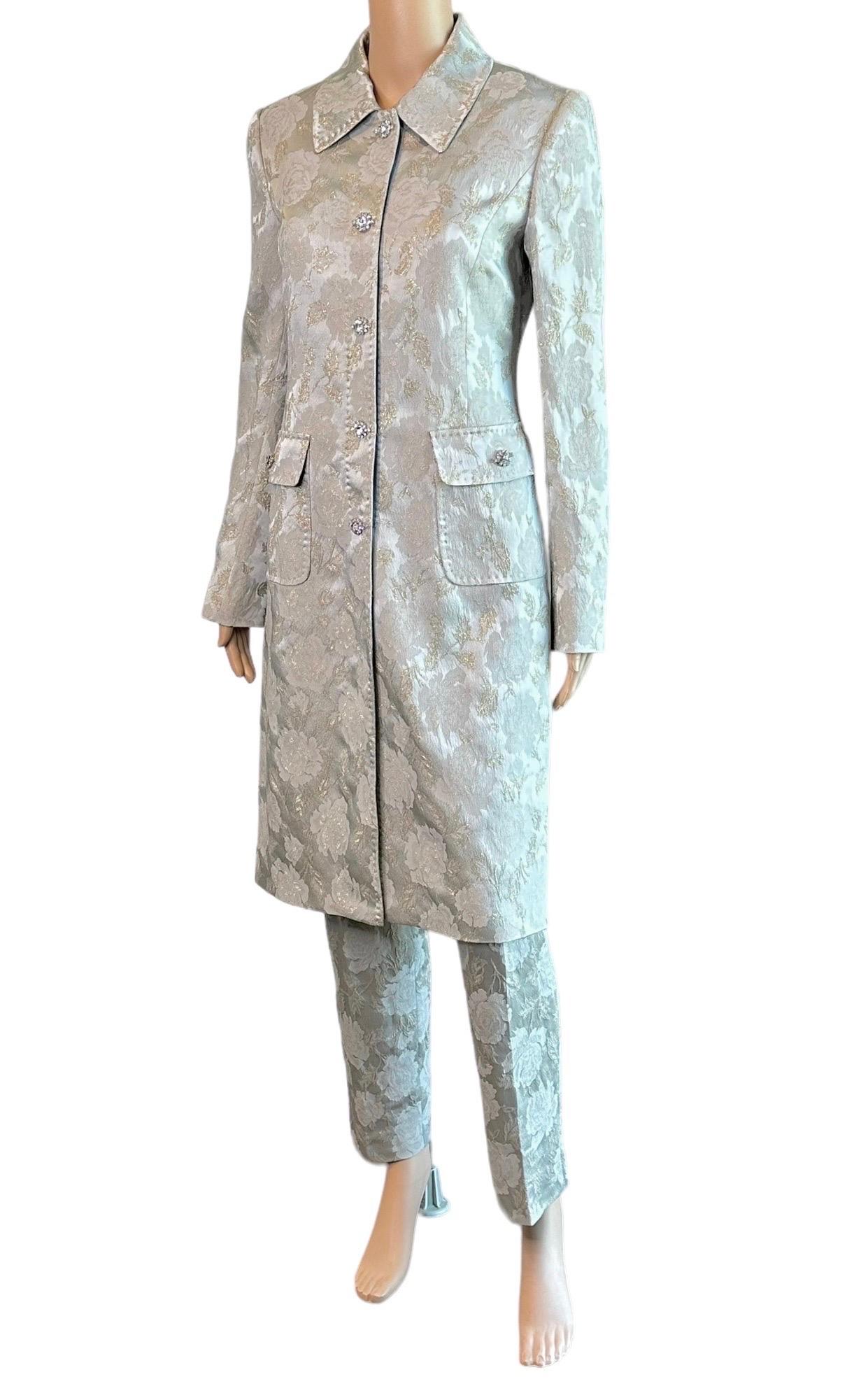 Dolce & Gabbana Crystal Embellished Jacket & Pants 2 Piece Set Pant Suit For Sale 2