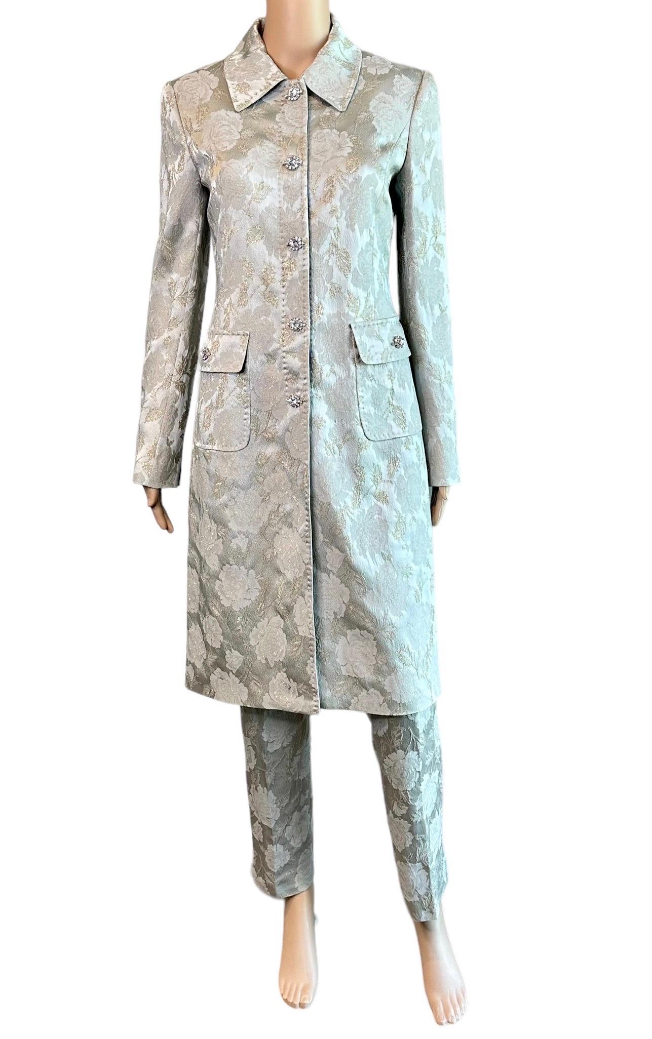 Dolce & Gabbana Crystal Embellished Jacket & Pants 2 Piece Set Pant Suit For Sale 3