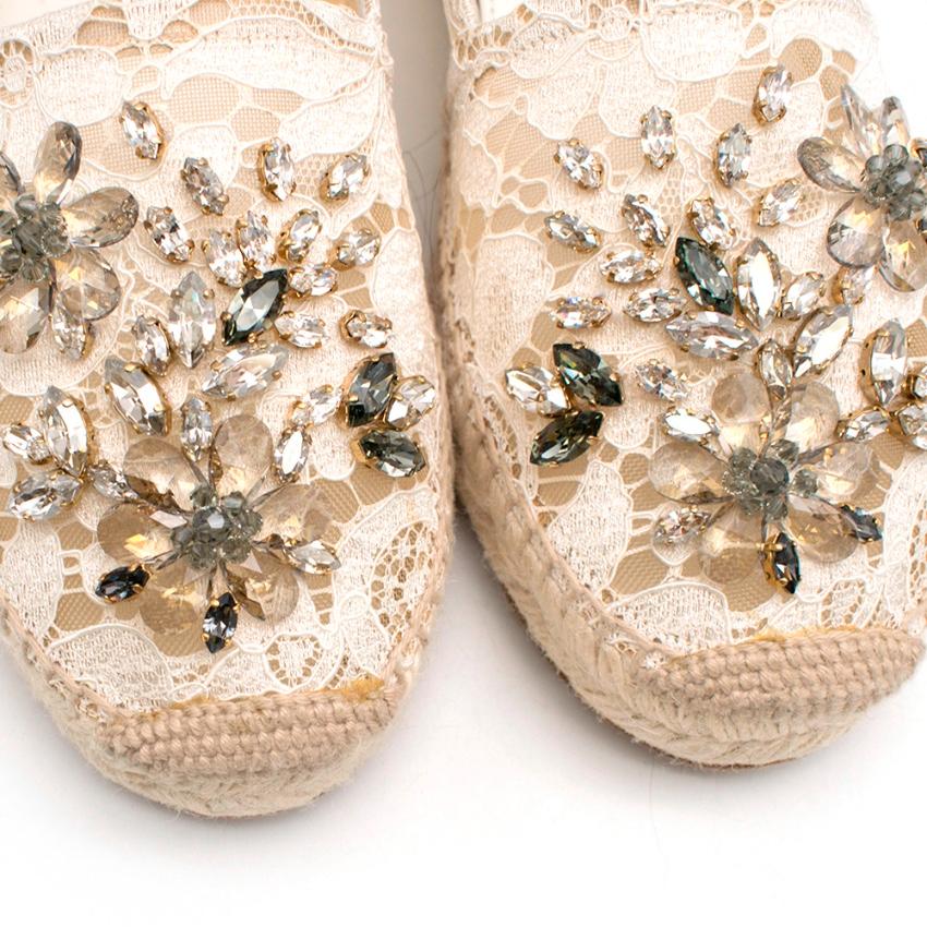 Dolce & Gabbana Crystal Embellished Lace Espadrilles 39 1