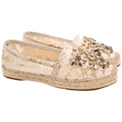 Dolce & Gabbana Crystal Embellished Lace Espadrilles 39