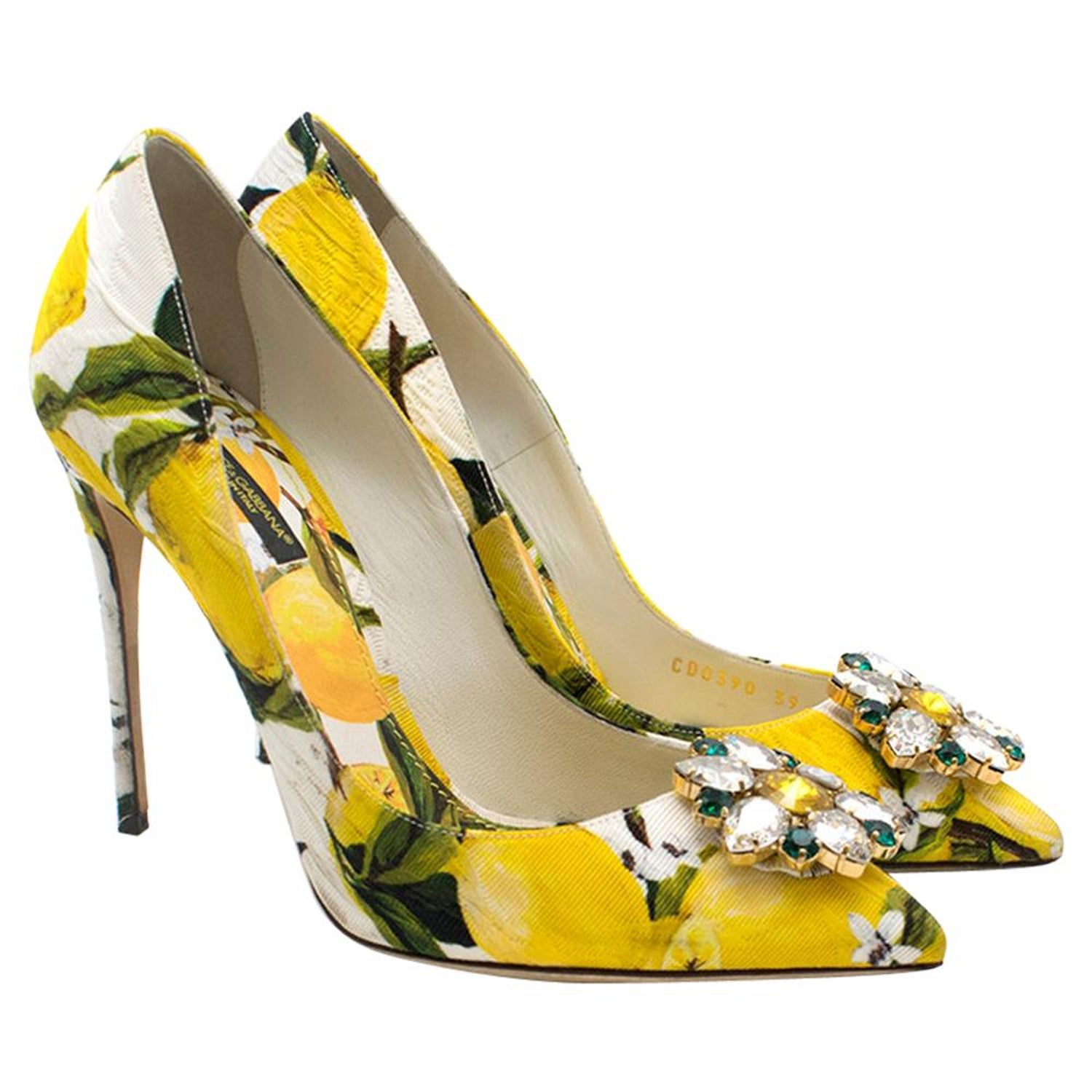 Dolce and Gabbana Crystal Embellished Lemon Pumps 39 at 1stDibs | lemonpumps