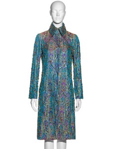 Dolce & Gabbana crystal embellished metallic silk brocade evening coat, ss 2000
