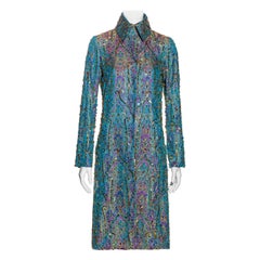 Manteau du soir Dolce & Gabbana en brocart de soie métallique orné de cristaux, printemps-été 2000